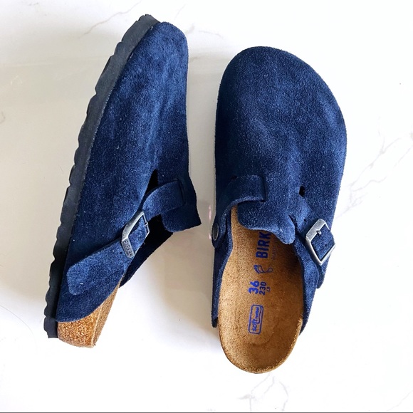 blue birkenstock clogs